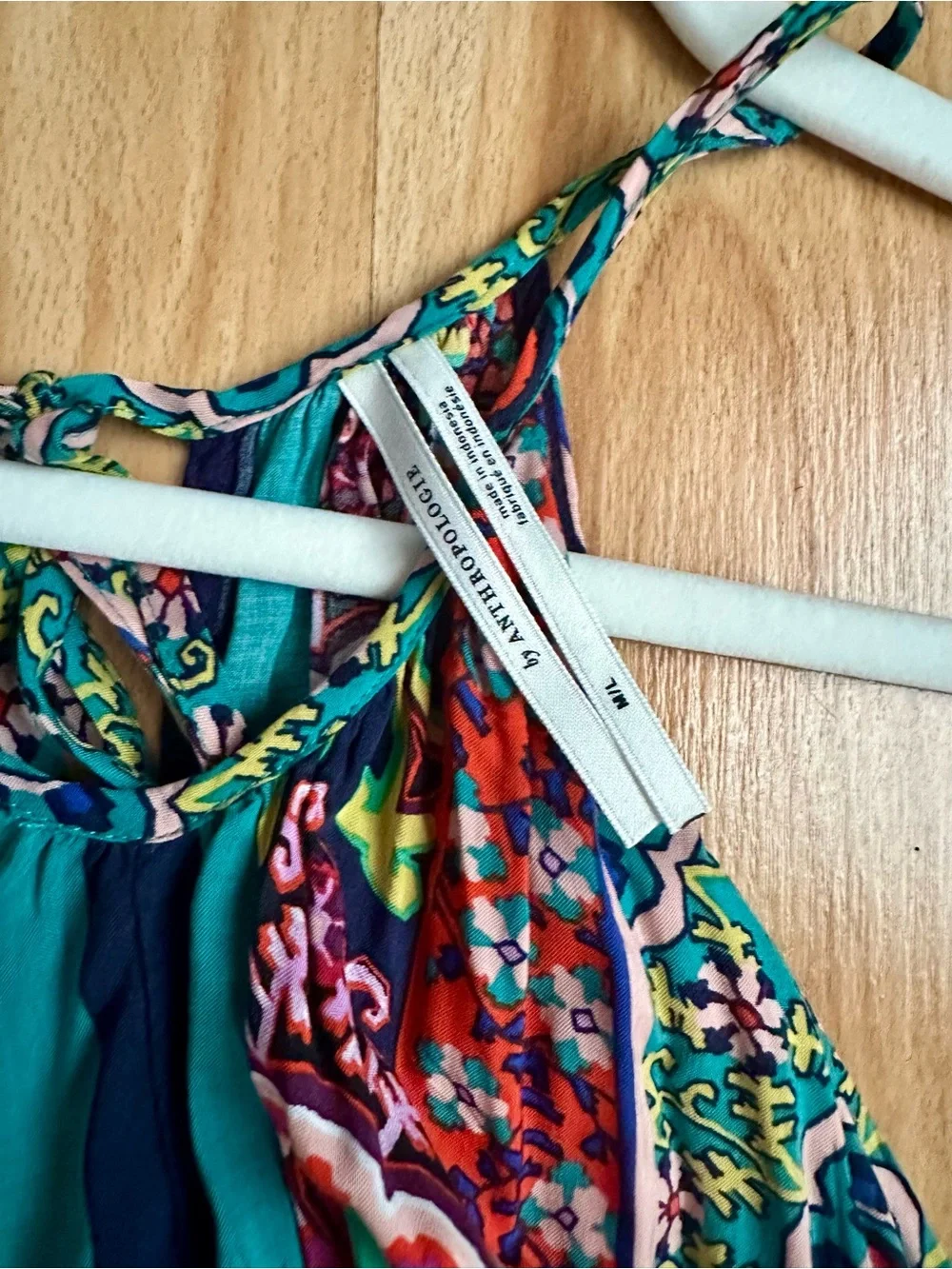 Anthropologie Green Floral Asymmetrical Maxi Dress - Picture 3 of 5